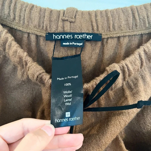 Hannes Roether 100% Wool Brown Knit Loungewear Casual Designer Flare Pants XS - Picture 6 of 9